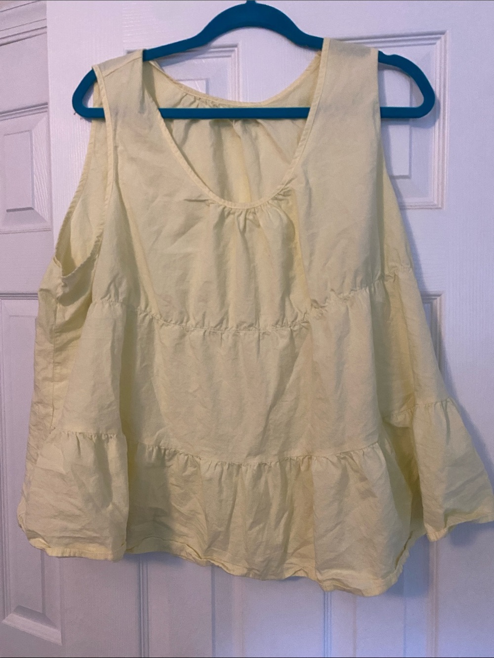 Sleeveless Tiered Ruffle Tank Top in Light Yellow